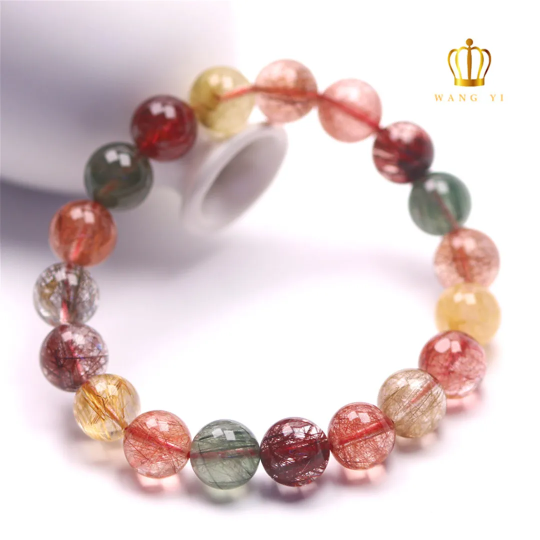 Ful Hair Rutilated Quartz Bracelet Jewelry For Woman Man Beauty Gift Healing Crystal Beads Strands Aaaaa 8-12mm