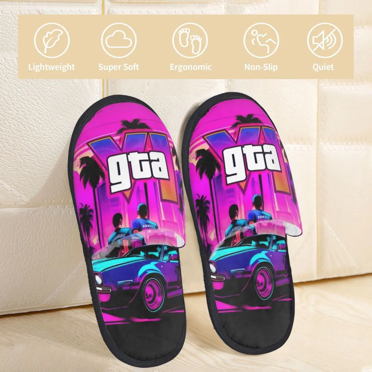 GTA 6 Jason And Lucia зимние хлопковые домашние тапочки для помещений новые мягкие слайды
