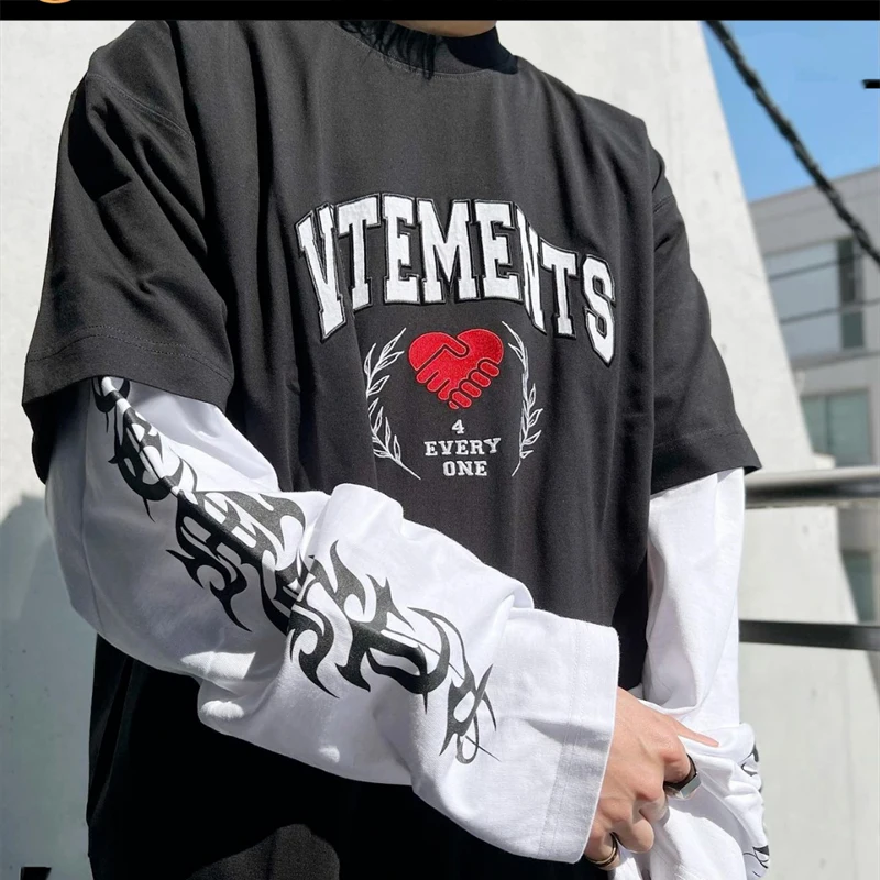 

Vetements 2023ss New Spring And Summer Lettering Printed Cotton Round Neck Oversized T-Shirt For Men And Women