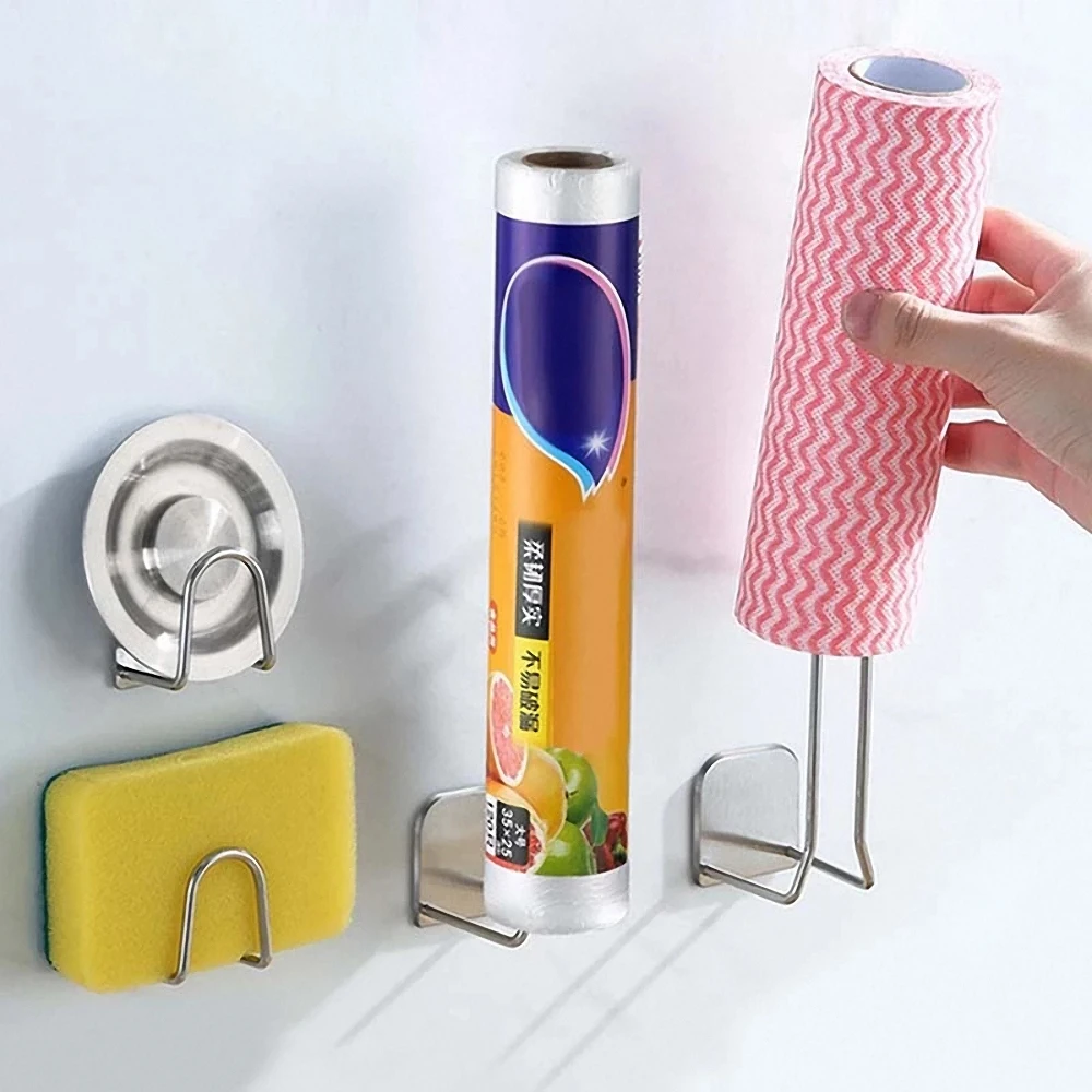

Stainless Steel Kitchen Sponge Holder Shelf Punch-free Self Adhesive Kitchen Sundries Drain Rack Kitchen Storage Organization