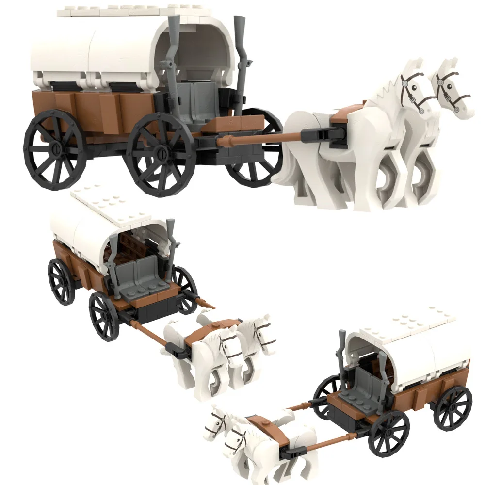 

2023 City Creativity Middle Ages Western Carriage Model Building Blocks Bricks Toys For Kids New Year'S Gift