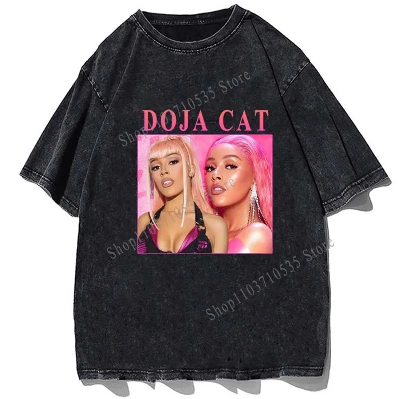 oruj raper Doja Cat Print T-shirt High Street Fashion Mężczyźni Kobiety Hip Hop Tshirt Bawełna Oversize Vintage Letnie koszulki z krótkim
