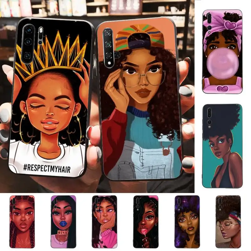 

Black girl art Phone Case For Huawei P40 P30 P20 Pro P10 Plus P9 P8 Lite P Smart Cover