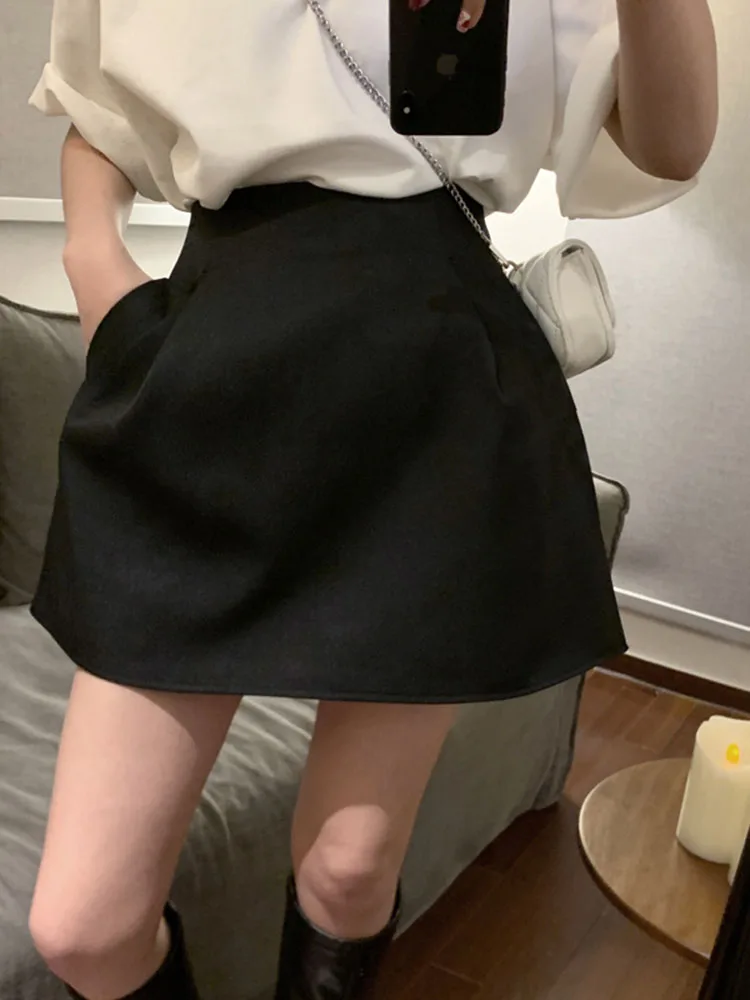 

Sexy Slim Wild Mini Puffy Black Skirt Women Goth Y2k Faldas Jupe Clothes High Waist Casual Vintage White Suits