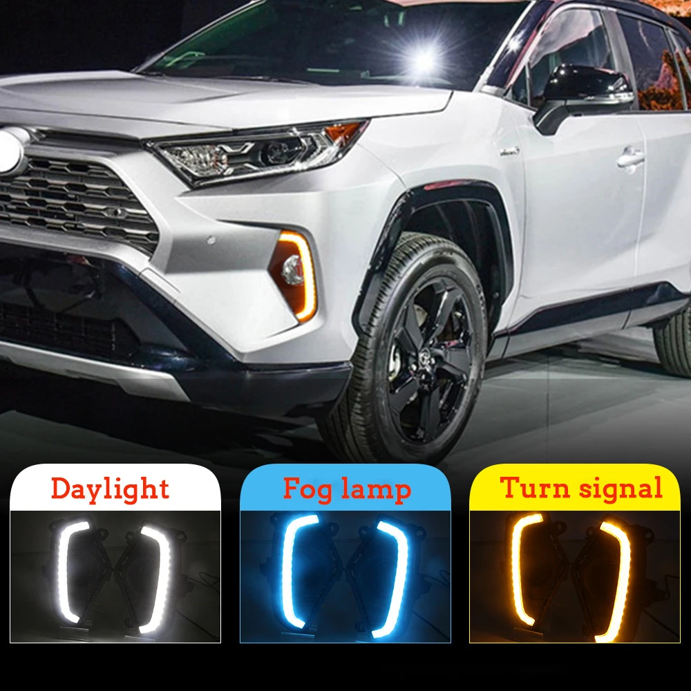 

OKEEN 2p LED Daytime Running Light For Toyota RAV4 2019 2020 2021 Car Daylight Turn Signal Fog Lamp DRL Auto Headlight Accessory