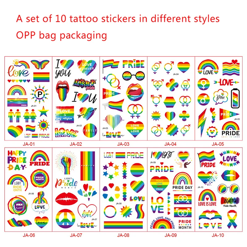 

Temporary Fake Tattoo Gay Waterproof Sticker Rainbow Body Arm Flag Face Art Disposable Temporary Stickers