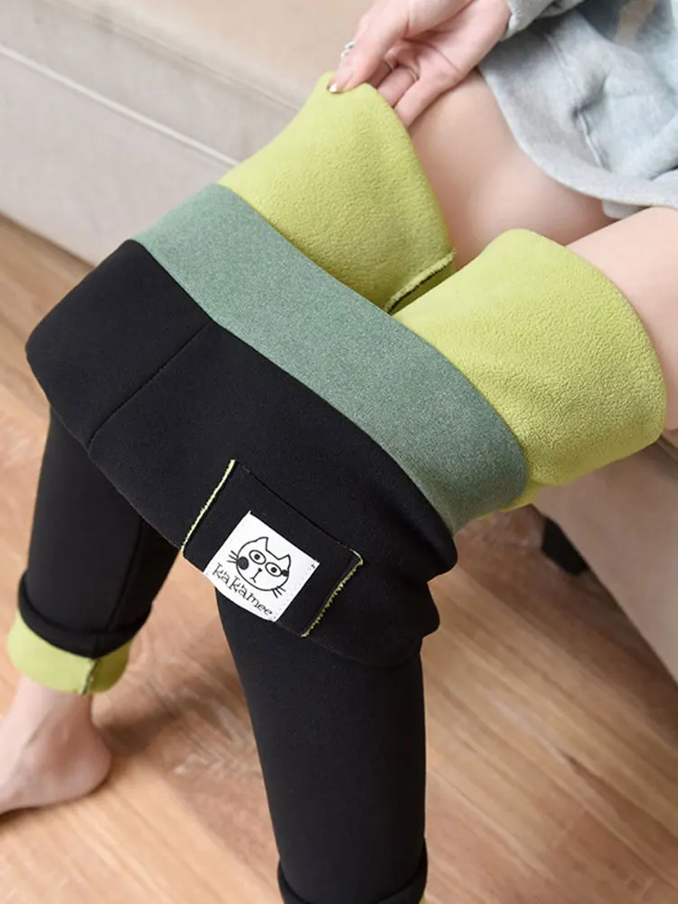 

Women Velvet Thickening Warm Sweatpants Female High Waist Cotton Cashmere Leggings Winter Fashion Fleece Stretch Slimming Pants