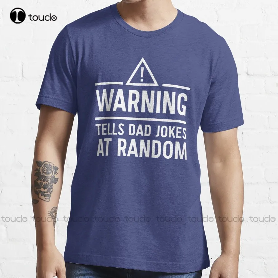 

Warning. Tells Dad Jokes At Random T-Shirt Men Shirt Cotton Outdoor Simple Vintag Casual T-Shirt Gd Hip Hop Xs-5Xl New Popular