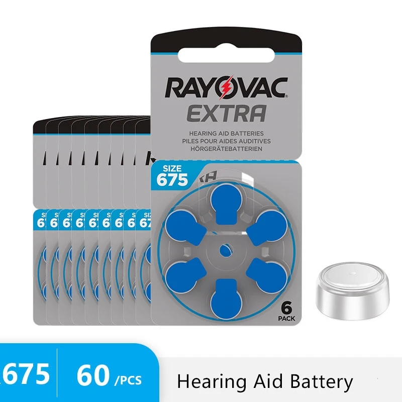60Pcs Hearing Aid Batteries Size 675 A675 675a PR44 DA675 E6