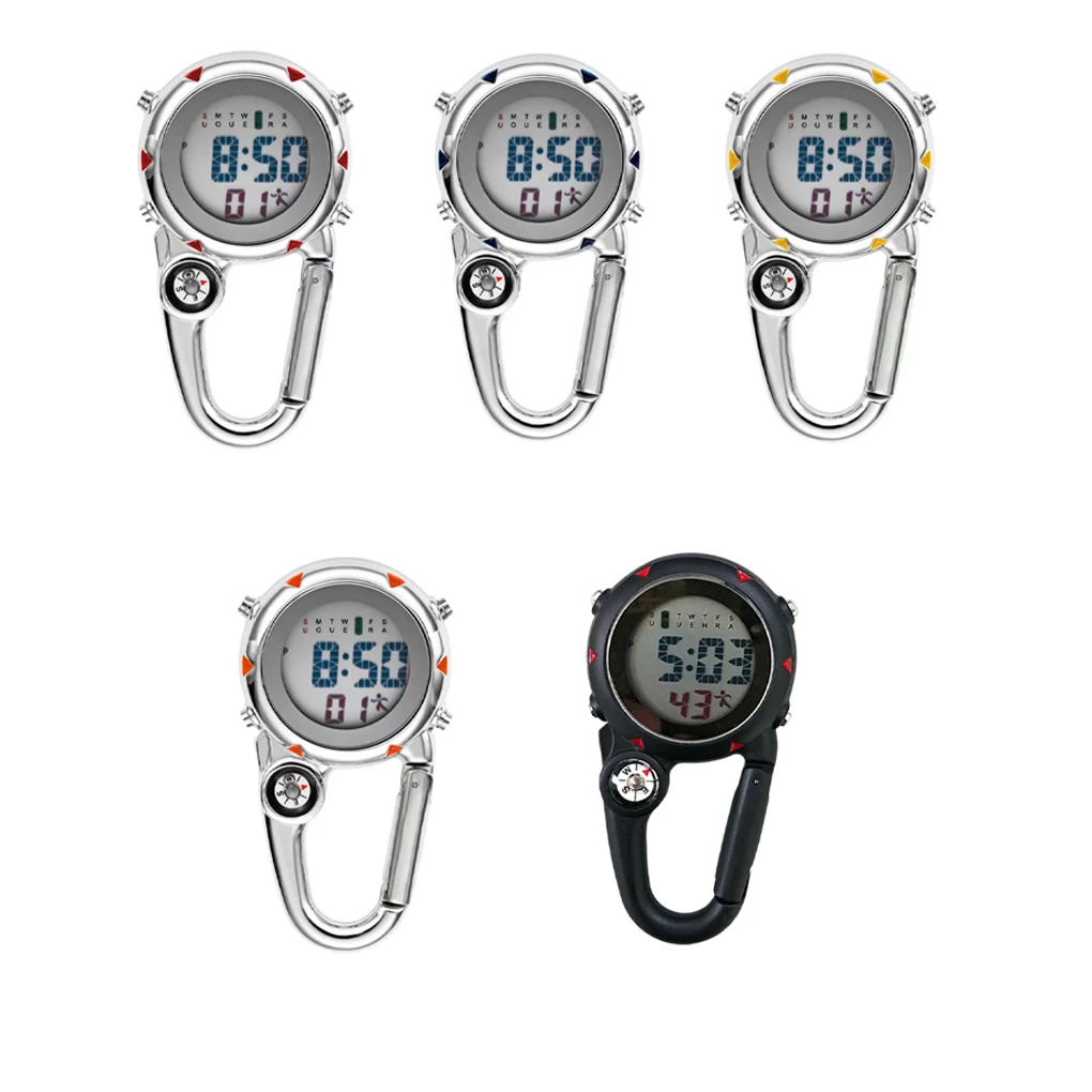 

Digital Carabiner Clip Watches Sport Clock Electronic Luminous Nurse Watch Temperature Week Mountaineering Clocks