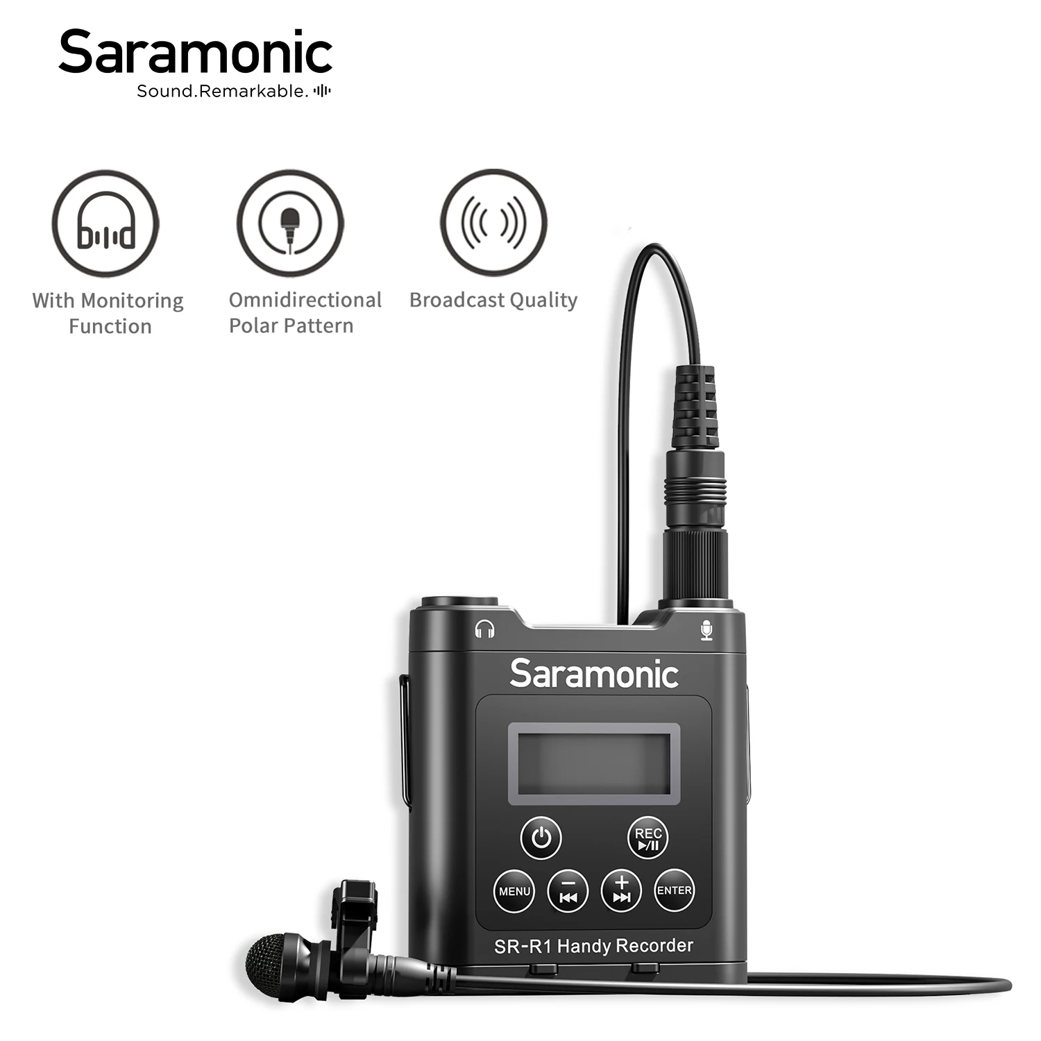 

Saramonic SR-R1 Miniature Handy Recorder with Lavalier Microphone for Wedding Videography Public Events Documentary Shoots Shows