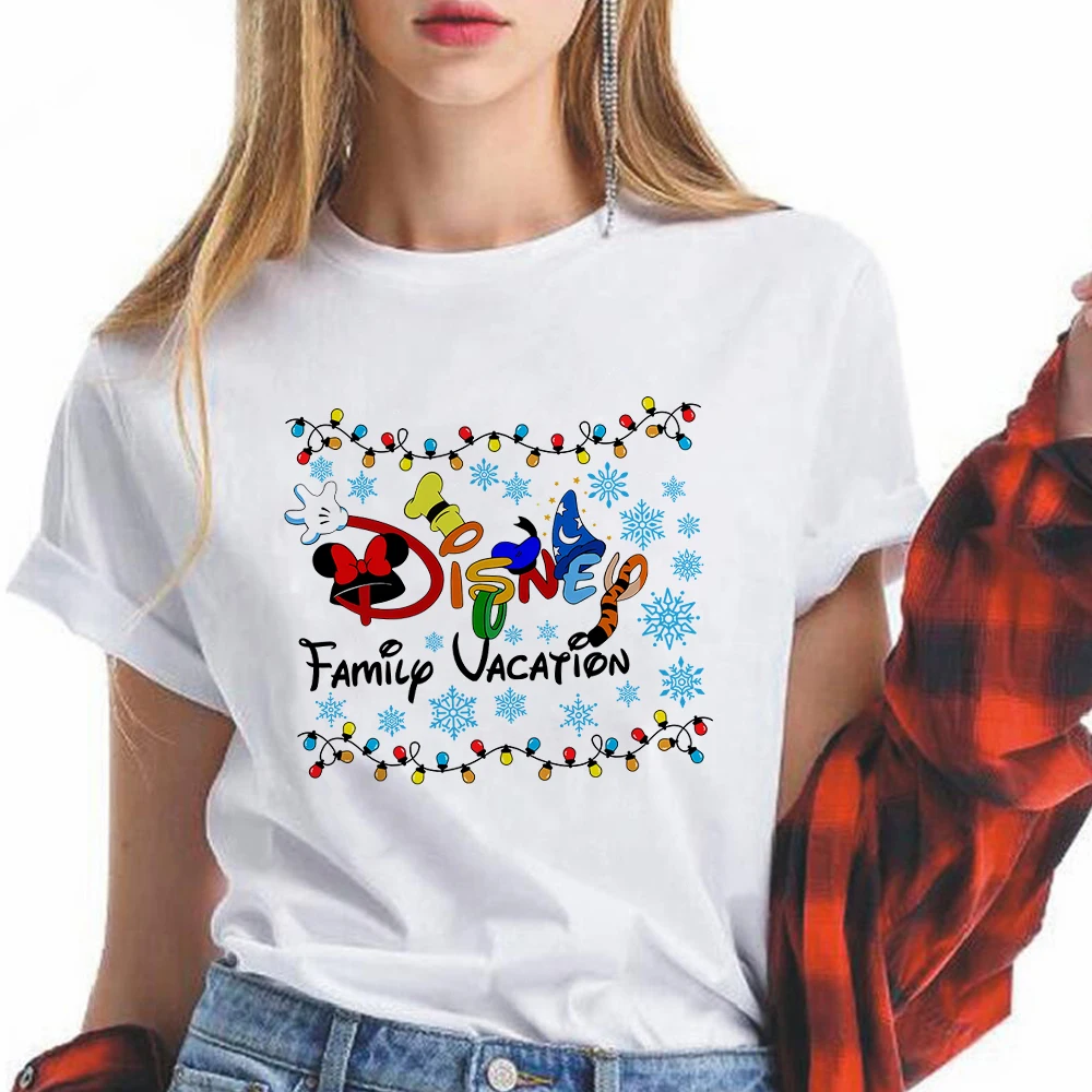 

Disney Family Christmas T-shirts Womens Aesthetic Harajuku Casual Vacation Clothes 2023 Happy New Year Spain Camiseta De Mujer