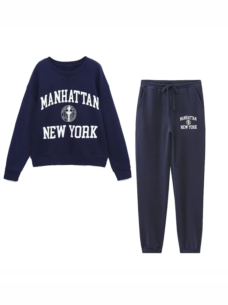 

Women 2022 Autumn New Casual Fashion Alphabet Sweatshirt Vintage O Neck Long Sleeve Female Pullovers Chic Tops