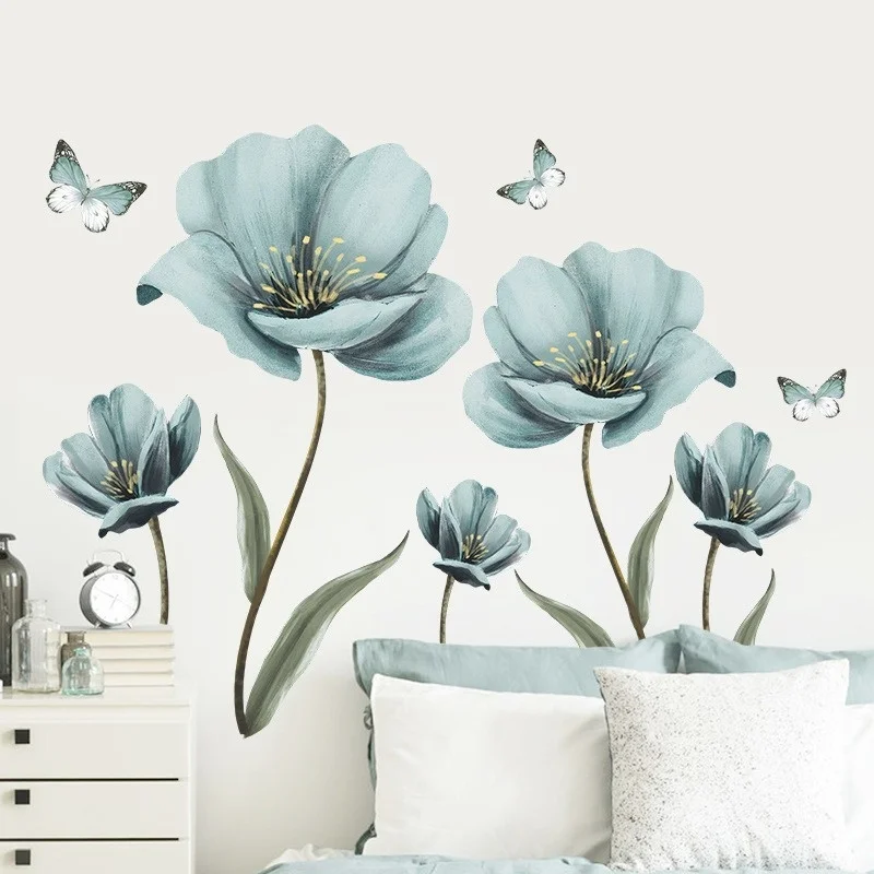 Creative Flower Wall Stickers For Living Room Bedroom Wall Decoration Self-adhesive Wall Decals For Kitchen Wallpapers For Home