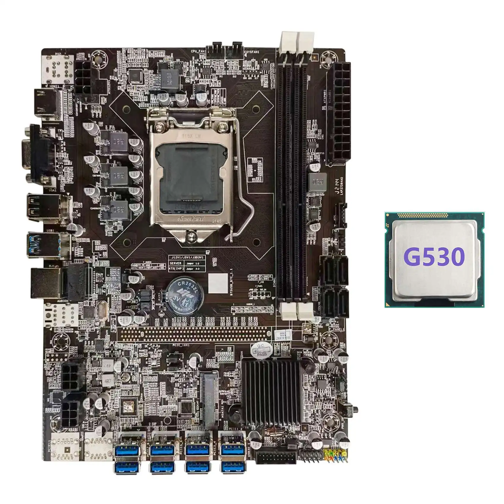 

Материнская плата для майнинга B75 BTC + процессор G530 LGA1155 8xpcie USB адаптер Поддержка 2XDDR3 MSATA B75 USB BTC материнская плата для майнинга