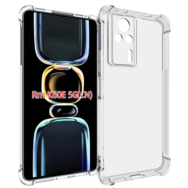 

For Xiaomi Redmi K60E 5G CN mobile phone case transparent all-inclusive TPU four-corner anti-fall silicone protective cover soft