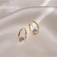 new simple shine zircon dangle earrings geometry for women girls korean style delicate chic jewelry earings wholesale
