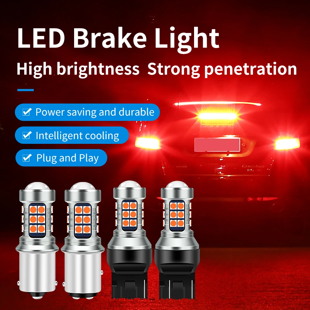 1 PCS 1156 Strobe Canbus Brake Light 1157 py21w For Car LED Bulb Car Tail Lamp 12V 27SMD Red Stop Light  Parking Lamp 7440 7443