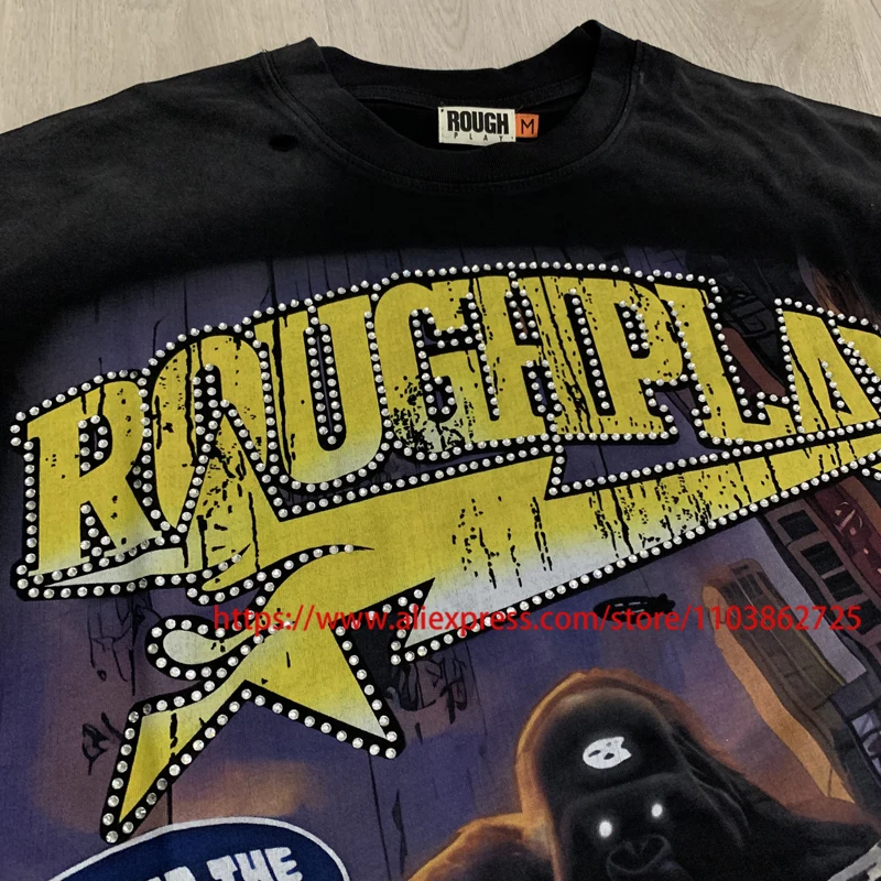 Фото Футболка Streetwear ROUGH PLAY: летняя повседневная модель с принтом гориллы, оригинальная бирка, высокое качество, в наличии. №4