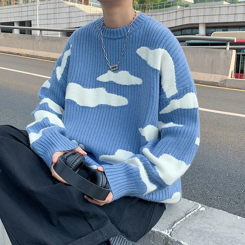 Japanese Fresh and Lazy Style Sweater Men's Fashion Ins Loose and Versatile Vintage Lovers' Sweater Men's and Women's Fashion