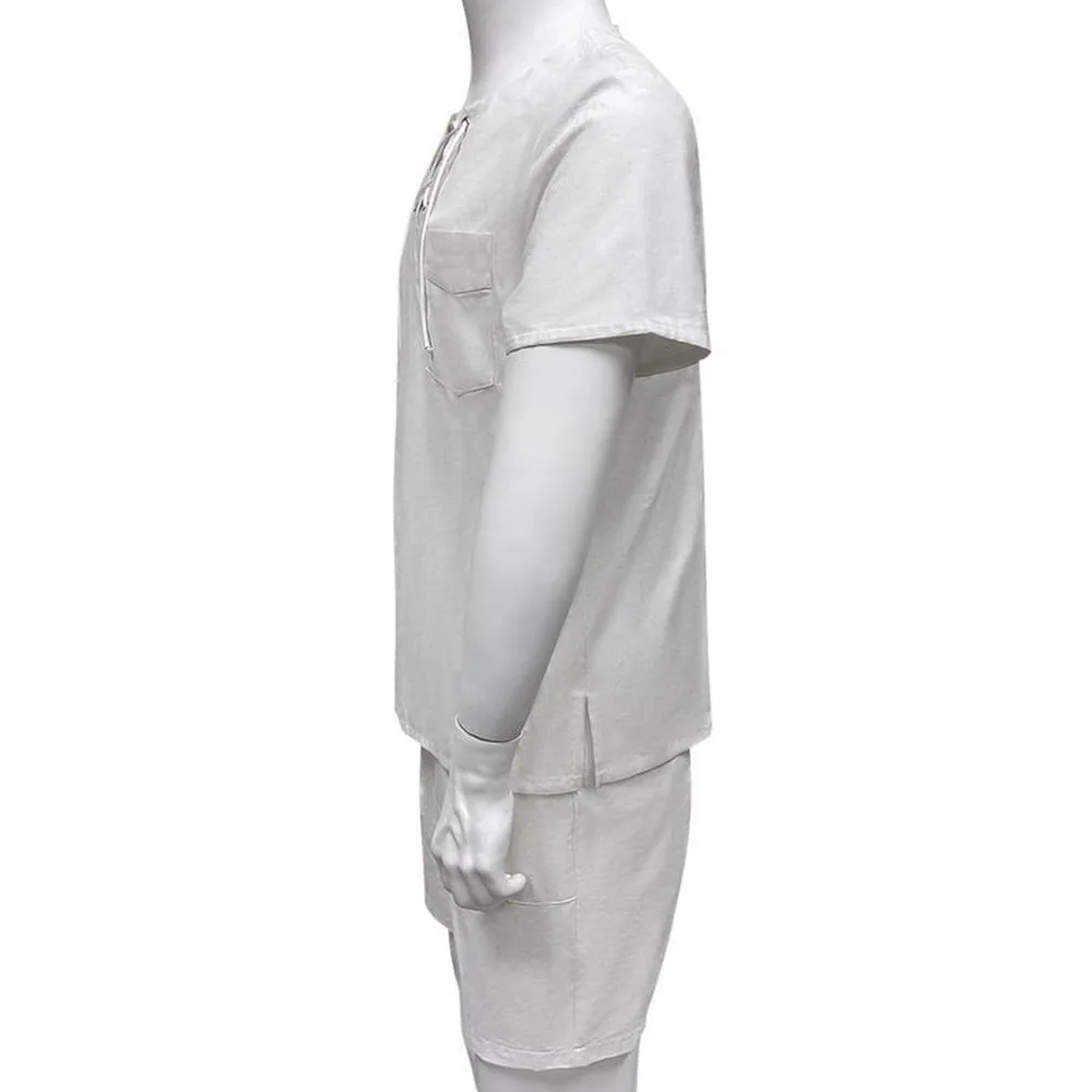 Летняя одежда для мужчин пляжная из льняного волокна комплект 2 предметов