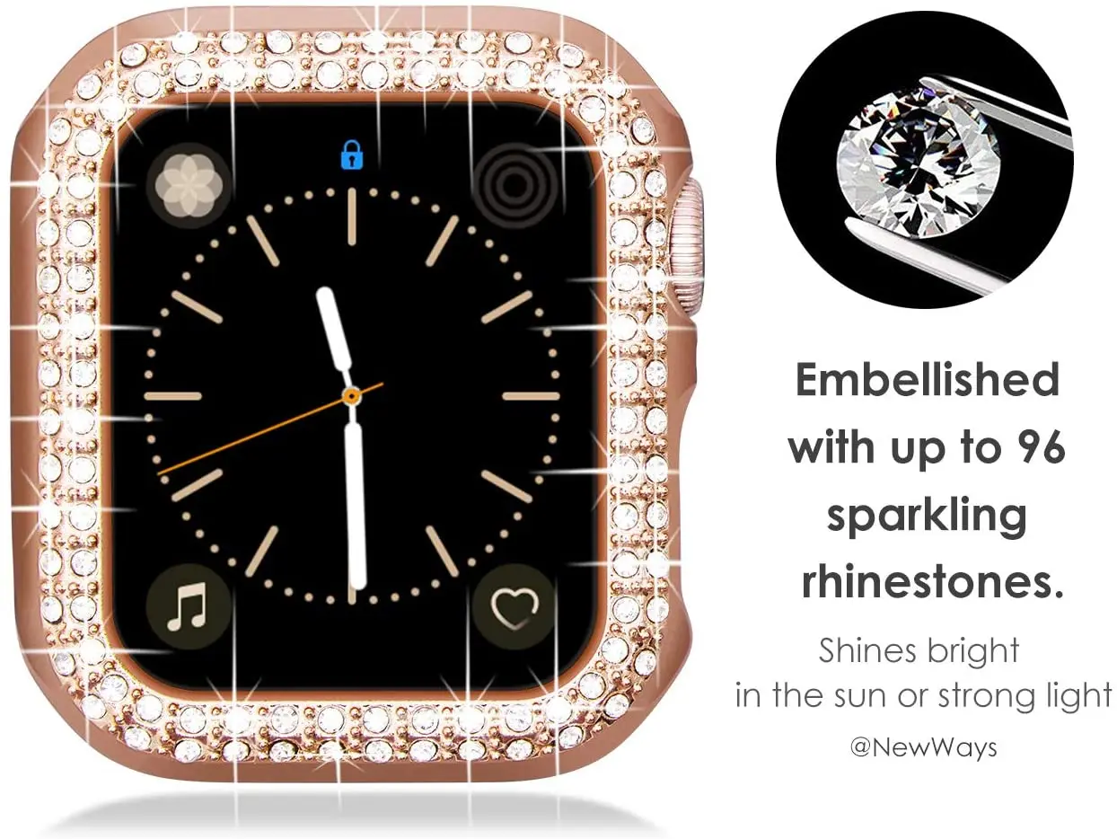 Алмазный чехол для Apple Watch 44 мм 40 42 38 шикарная Защита экрана iwatch series 3 4 5 6 7 se 41 45 -