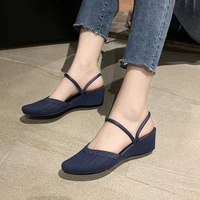ladies sandals open toe wedge sandals beach slippers lace up casual wedge low top solid sandals slippers platform sandals