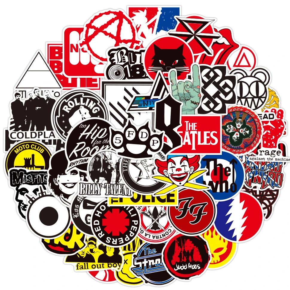 

Набор из 50 стикеров в стиле рок-н-ролл