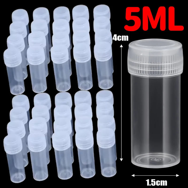 

5/7 мл банки для образцов, мини-бутылки, пластиковые флаконы с крышками, контейнеры для пробирок для бусин, блестящий порошок, таблетки для хранения, дорожные бутылки