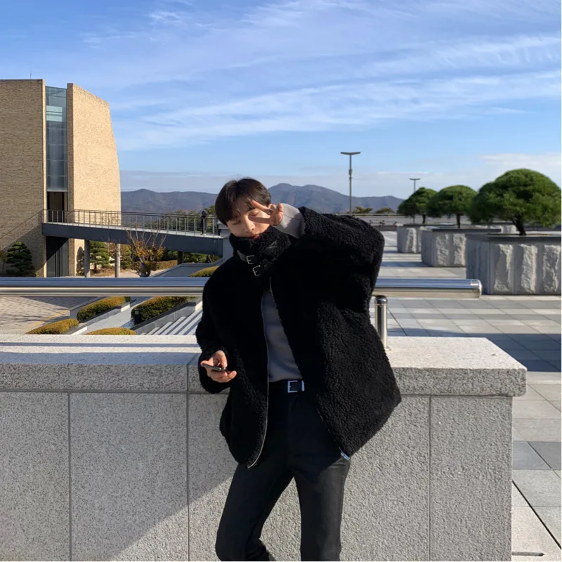 Winter Jacket Men Warm Fashion 3-color Retro Thicken Lamb Wool Jacket Men Oversize Loose Thicke Short Coat Mens Korean Clothes