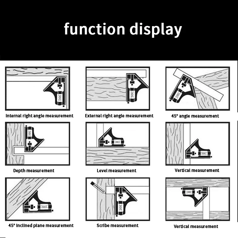 Линейка 3 в 1 многофункциональный квадратный угломер транспортир Измерительный