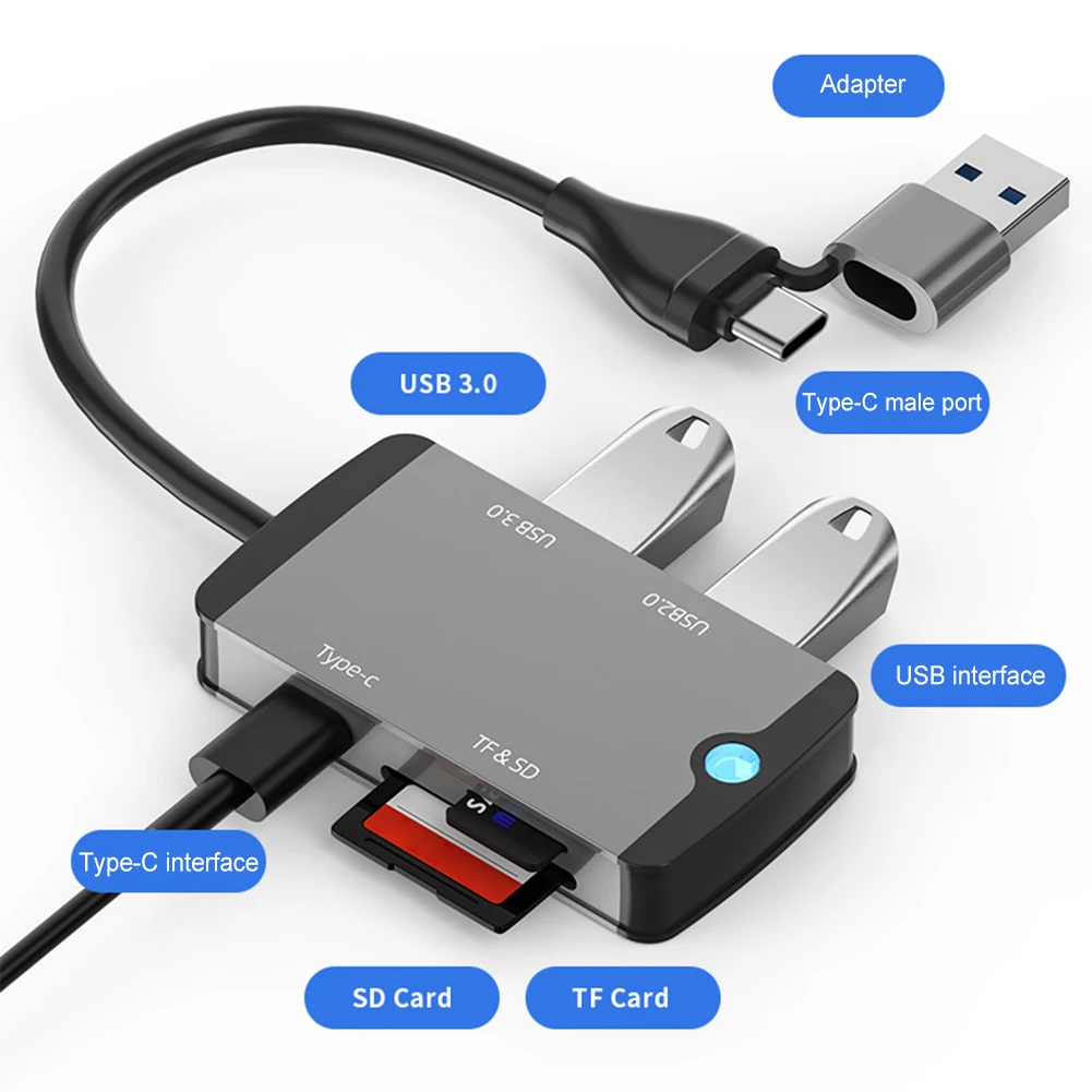 USB-концентратор 5 в 1 Type C USB 3 0 кардридер TF SD док-станция Разветвитель адаптер для