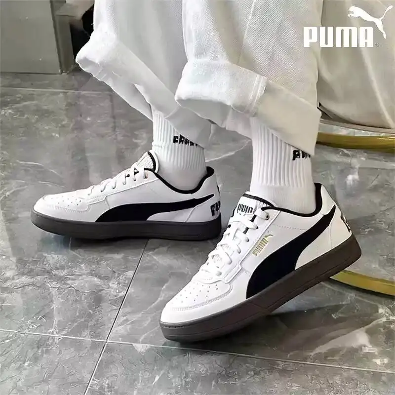 Фото Кроссовки PUMA White Black Glitter Logo Retro Low Top Skate, унисекс, с прорезиненной подошвой, повседневные, модные, 395082-09 №5