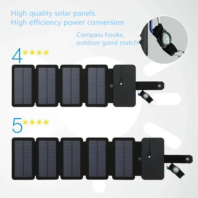 

2021 New panel solar SunPower Folding 10W Solar Cells Charger 5V 2.1A USB Output Devices Portable Solar Panels for Smartphones