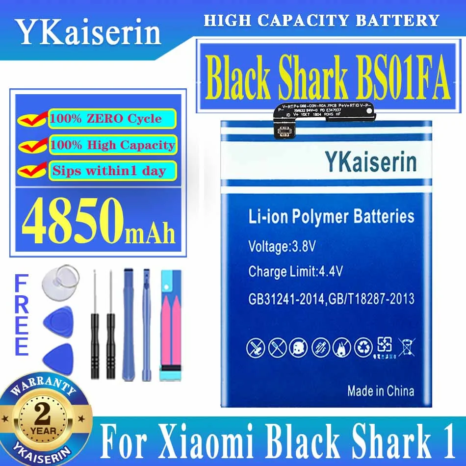 

YKaiserin 4850mAh BS01FA Battery For Xiaomi Black Shark 1 Shark1/Black Shark Dual SIM TD-LTE/ SKR-A0 AWM-A0 Batteria + Free Tool