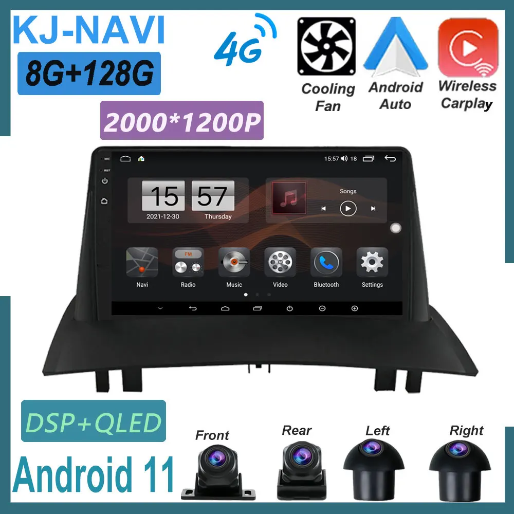 

For Renault Megane 2 2002-2009 9 Inch Android 11 CARPLAY Bluetooth Car Radio Auto GPS Navigation Video Multimedia NO DVD