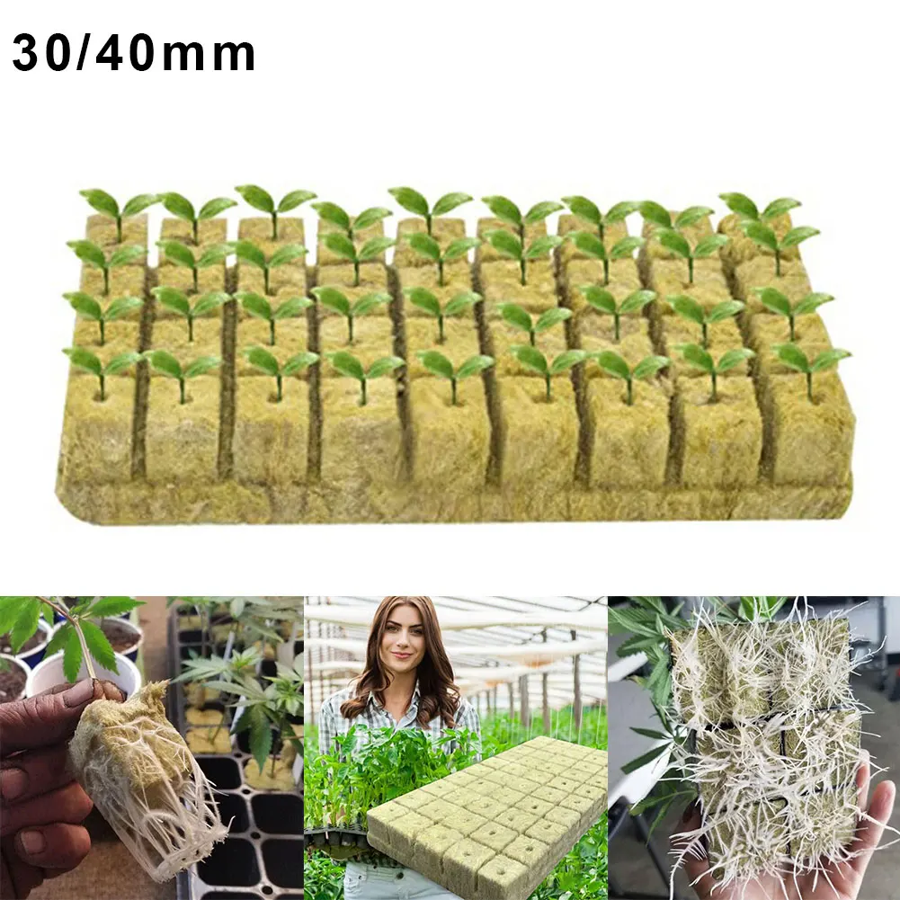 

50PCS Soilless Cultivation Sponge Grow Stonewool Hydroponic Grow Media Starter Cubes Oilless Culture Substrate Rock Wool Plug