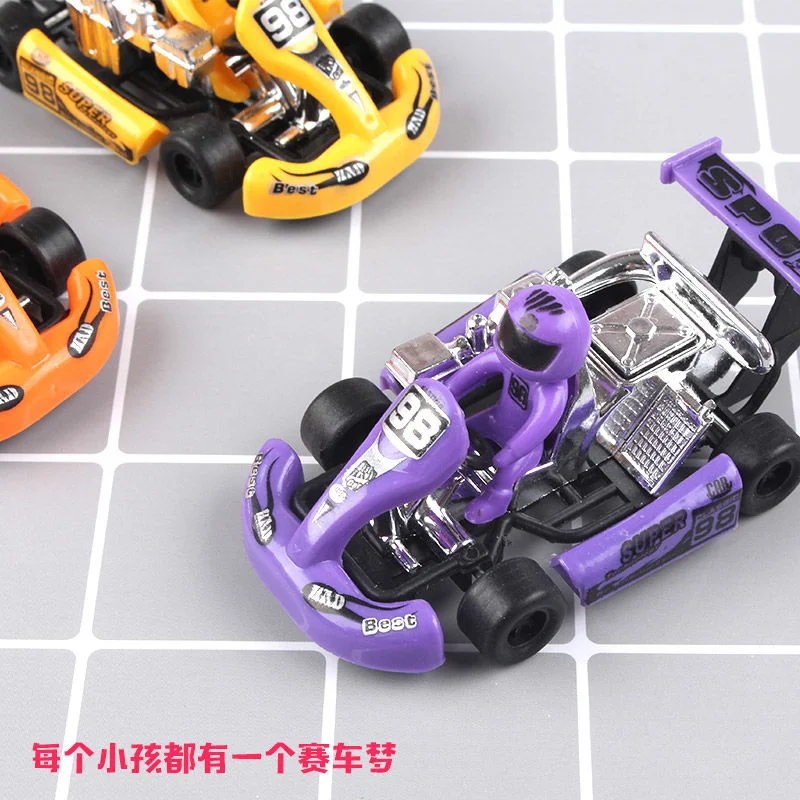 

New Pull Back Power Racing Plastic Car Power Kart Children's Puzzle Toy Vehicles Car Formula Car Inertia Go-kart Color Random