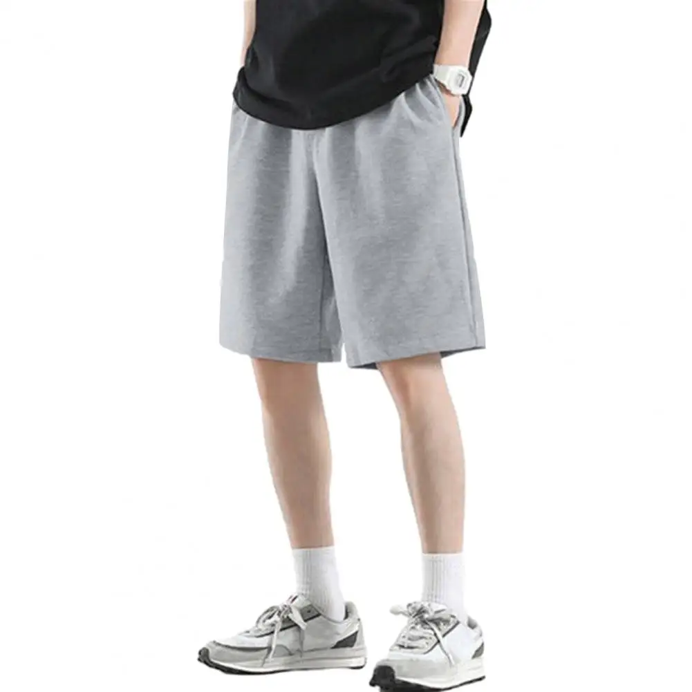 

Men Shorts Drawstring Pockets Wide Leg Knee Length Loose Fitness Running Shorts Sportwear