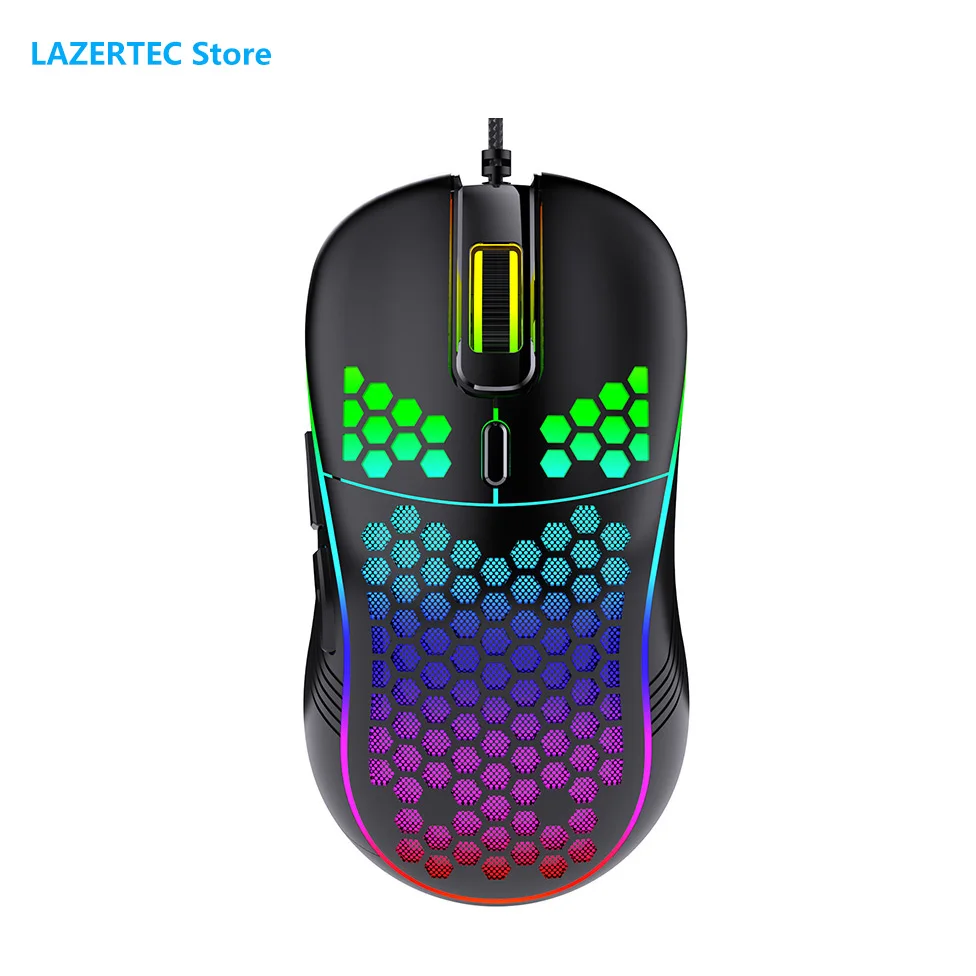 

Wired Gaming Mouse Hollow Out RGB Luminous Light Mice 7200DPI Adjustable Optical 65g Ultra-Lightweight Design