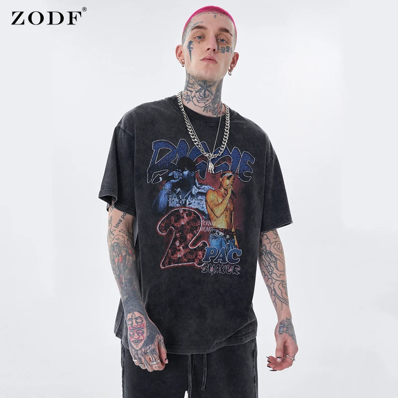 

ZODF 2022 футболка с принтом в стиле хип-хоп 2PAC уличная одежда для мужчин унисекс свободные хлопковые летние футболки в стиле ретро фирменные фу...