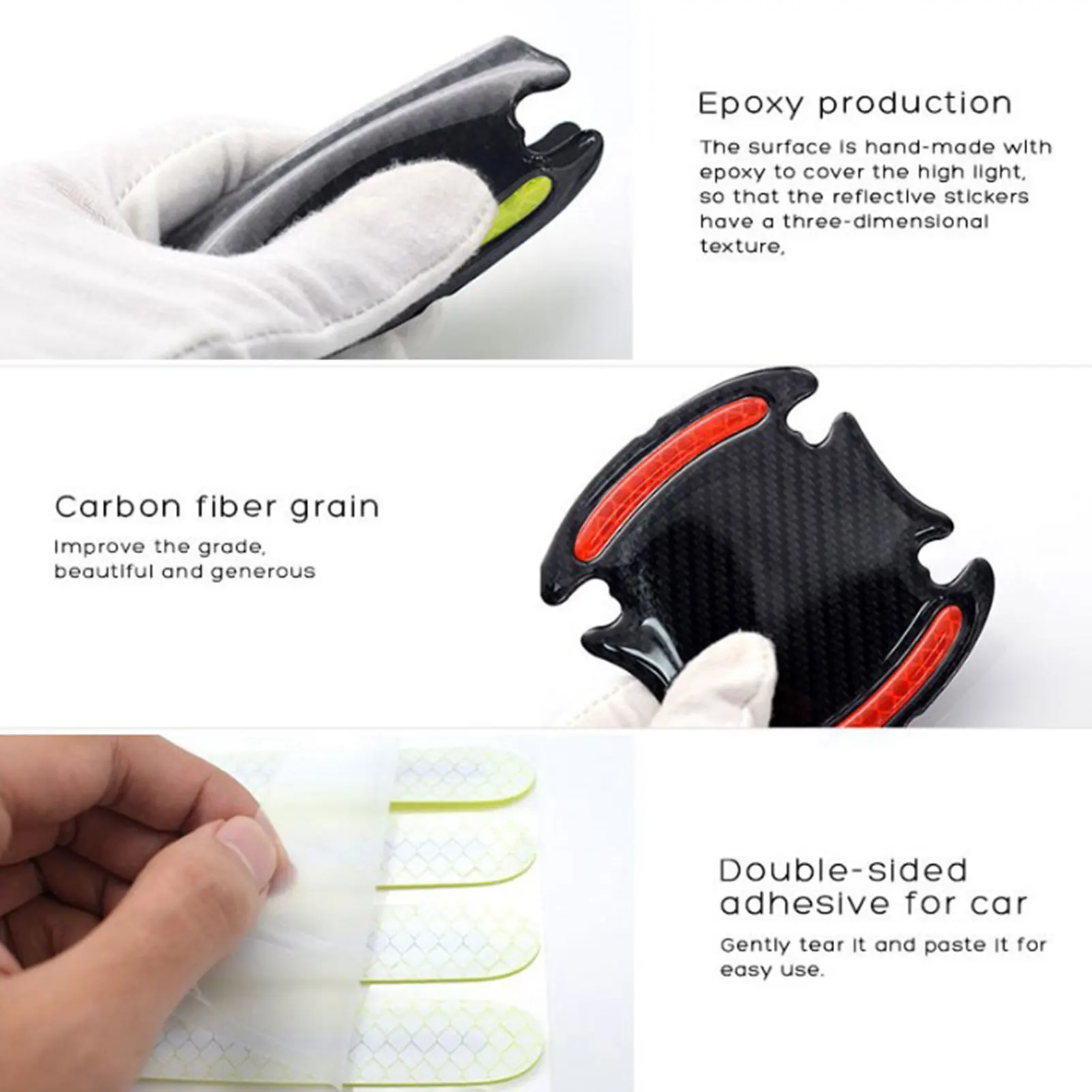 

Car Door Bowl Reflective Sticker 8-pcs Car Door Handle Protector Universal Car Door Handle Scratch Protector Auto Door Handle