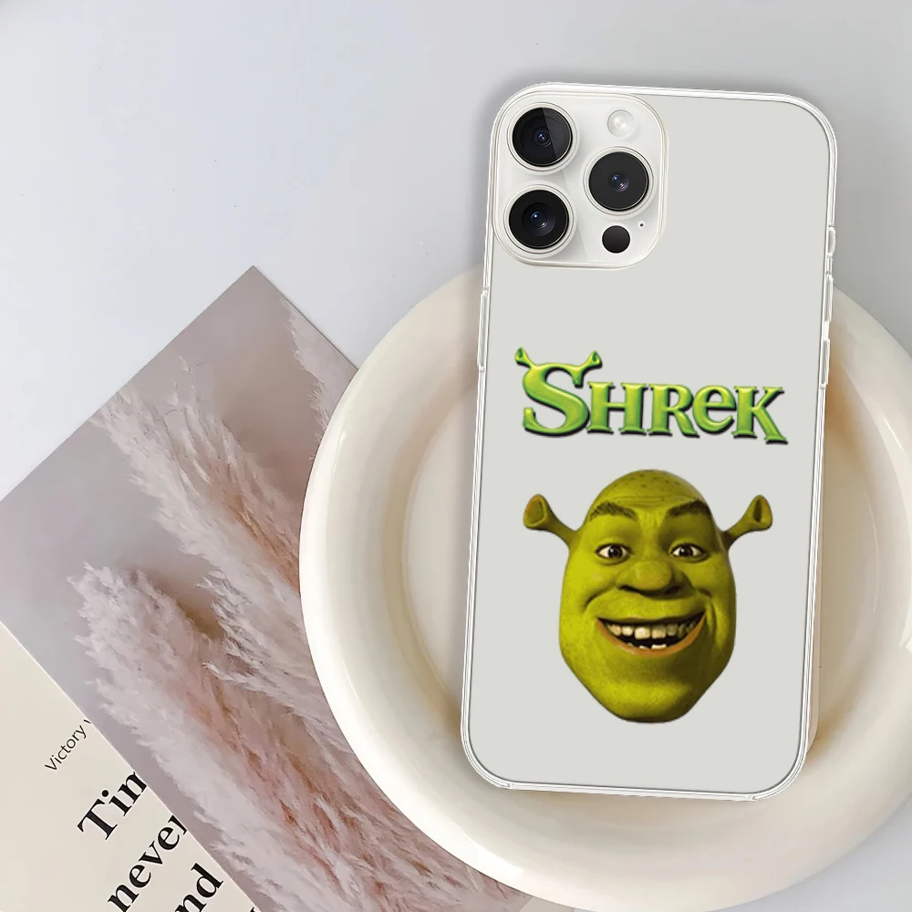 Cartoon S-Shreks Phone Case for iPhone 12 11 13 14 15 16 Max Pro Plus Transparent Soft Shell