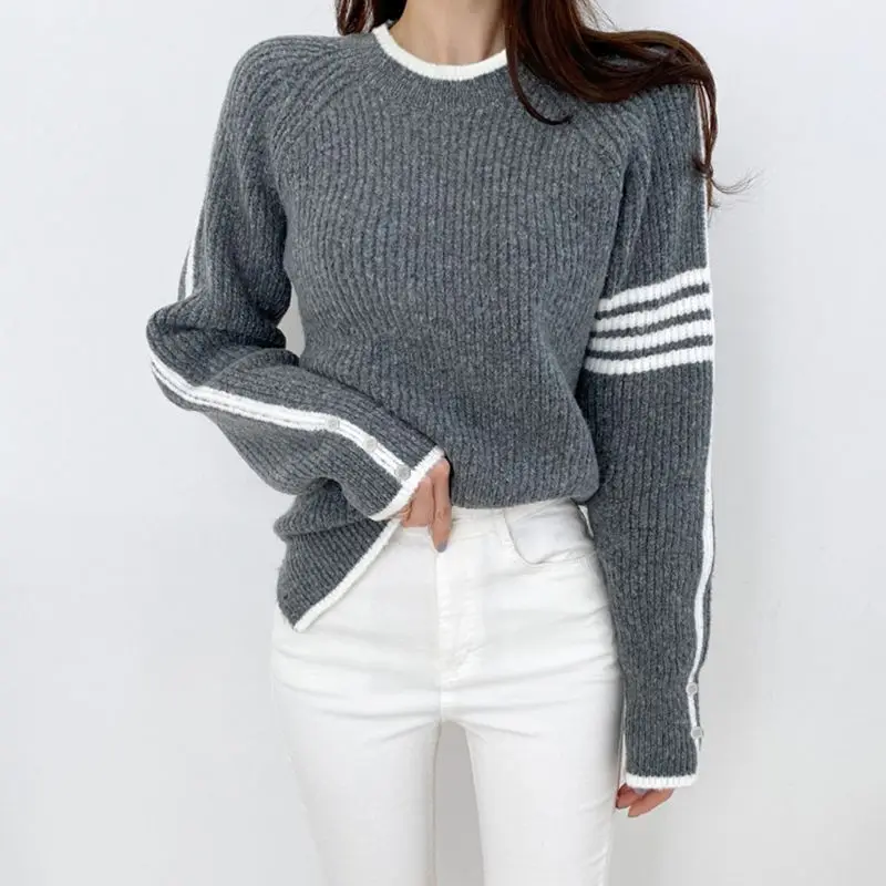 

Трикотажный пуловер Y2k, корейские модные свитера для женщин, осенне-зимние топы, кавайная женская одежда 2023, плотная одежда с длинным рукавом