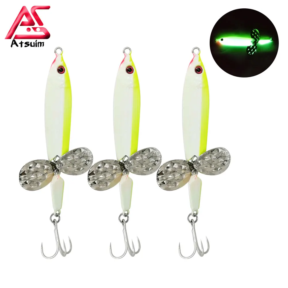 

AS Leurre 60g Slow Pitch Jig Glow Cast Spoon Lure Fishing Hooks Sinking Metal Fish Pesca Saltwater Artificial Hard Baits Angler