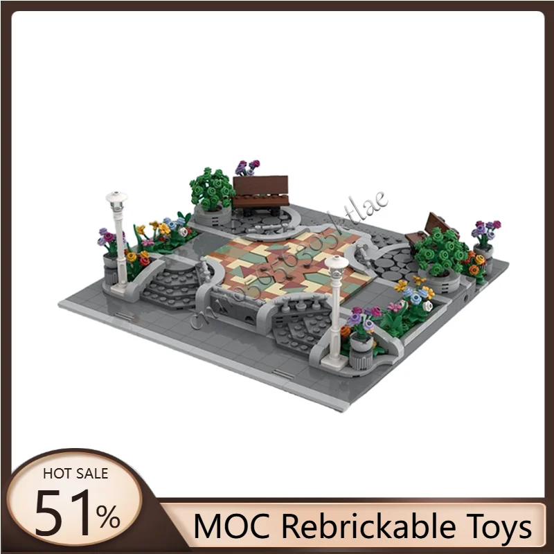 Фото 888 деталей MOC, вид на улицу, модульный городской зал, квадратные строительные блоки, образовательная сборка для детей, игрушки, рождественские подарки №1