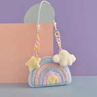 rainbow purses and handbags for women 2022 plush shopper acrylic chain cloud pendant girls pearl wallets shoulder crossbody bags