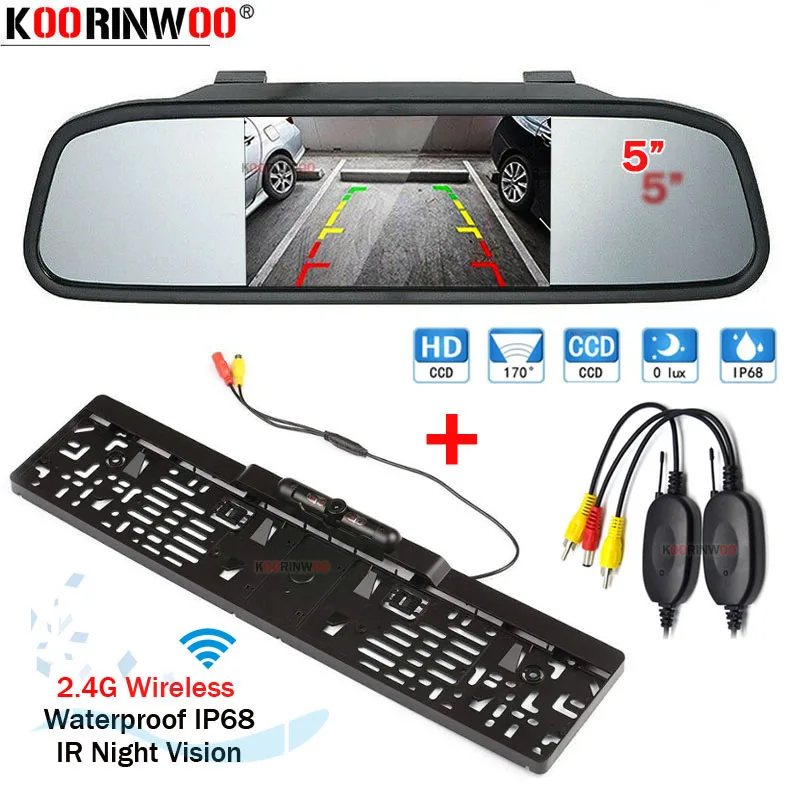 

Koorinwoo без отверстий! Зеркало заднего вида с ЖК-дисплеем и беспроводной камерой