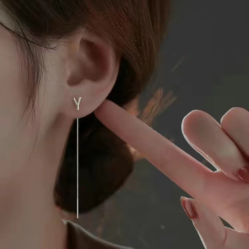 

26 Letter Ear Line Female 2023 New English Letter Tide Raising Earring Hole Line Trendy Simple Cold Wind Earring Jewelry Gift