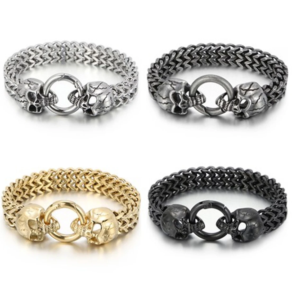 

Мужской браслет с черепом в стиле панк из нержавеющей стали 316L, 11 мм, 8,66 дюйма